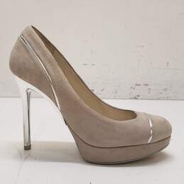 Michael Kors Gray Suede SIlver Metallic Platform Stiletto Pump Heel Shoes Size 7 M