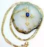 Elegant 14K Yellow Gold Sapphire Cross Pendant Necklace 4.0g image number 1