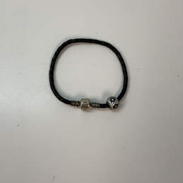 Designer Pandora S925 Sterling Silver Leather Cord Charm Bracelet w/ Charm