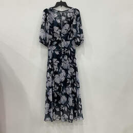 NWT Womens Blue White Floral Ruffled Short Sleeve Tie Wrap Dress Size 2 alternative image