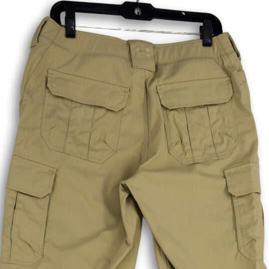 Mens Khaki Flat Front Flap Pocket Straight Leg Cargo Pants Size 32x34 image number 4