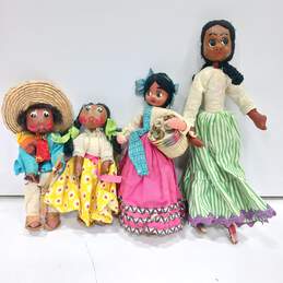 Bundle of 4 Handmade Folk Dolls