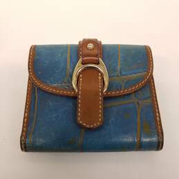 Dooney & Bourke Blue with Brown Leather Trim Compact Wallet