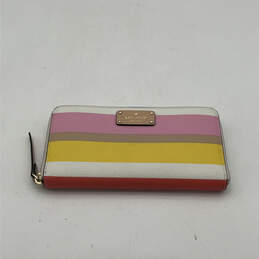 Womens Multicolor Leather Striped Inner Pocket Zip Arround Clutch Wallet