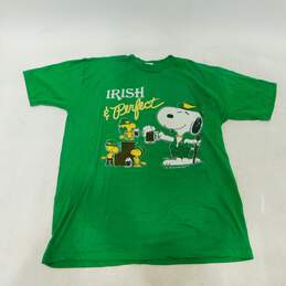 Vintage Artex Snoopy Peanuts St. Patrick's Day Irish T-Shirt Size Unisex Small