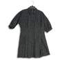 Womens Black Short Puff Sleeve Collared Knee Length Shirt Dress Size 10 image number 1