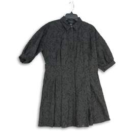 Womens Black Short Puff Sleeve Collared Knee Length Shirt Dress Size 10