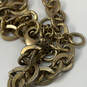 Designer J. Crew Gold-Tone Link Chain Clear Crystal Statement Necklace image number 4