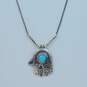 Artisan Didae Israel 925 Sterling Silver Opal Pendant Necklace 5.8g image number 2