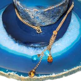 10K Yellow Gold Gemstone Tassel Rolo Chain Necklace - 4.9g