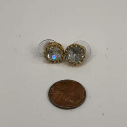Designer Stella & Dot Gold-Tone Clear Crystal Cut Stone Stud Earrings alternative image
