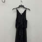 Womens Black Ruffle Keyhole Neck Sleeveless Side Zip Maxi Dress Size M image number 3