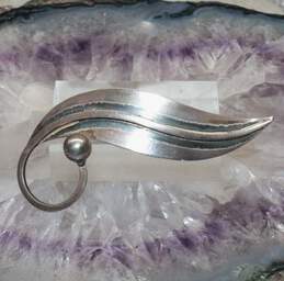 Taxco Delfino Signed Sterling Silver Leaf Brooch - 12.7g