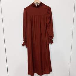 BANANA REPUBLIC MAROON LONG SLEEVE FLOWY DRESS SIZE SMALL PETITE NWT alternative image