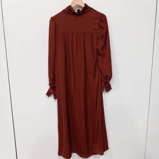 BANANA REPUBLIC MAROON LONG SLEEVE FLOWY DRESS SIZE SMALL PETITE NWT image number 2