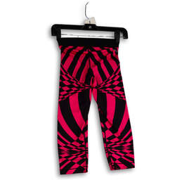 Womens Pink Black Geometric Dri-Fit Elastic Waist Capri Leggings Size X alternative image