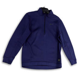 Mens Blue Long Sleeve Quarter-Zip Stretch Pullover Activewear Jacket Size M