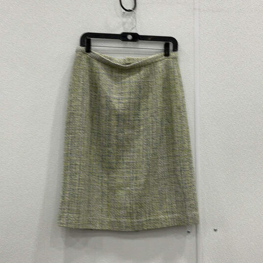 Womens Green Notch Lapel Collar Blazer & Skirt Two Piece Suit Set Size 8/10 image number 4