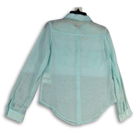 NWT Womens Blue Long Sleeve Point Collar Pockets Button-Up Shirt Size XS image number 2