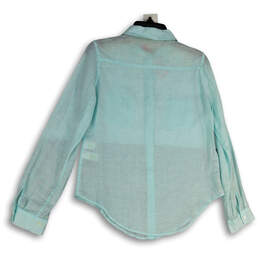 NWT Womens Blue Long Sleeve Point Collar Pockets Button-Up Shirt Size XS alternative image