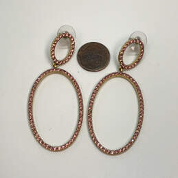 Designer J. Crew Gold-Tone Rhinestone Round Circle Modern Drop Earrings alternative image