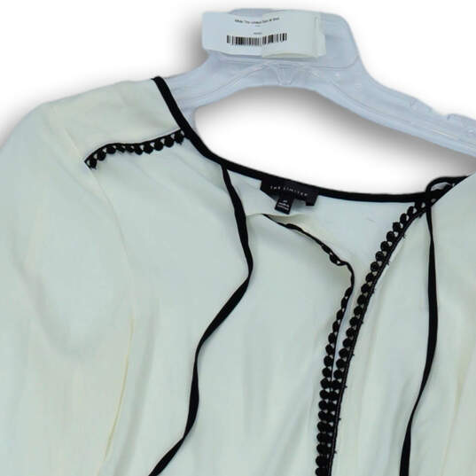 Womens White Long Sleeve Drawstring Straight Hem Tunic Blouse TopSize M image number 3