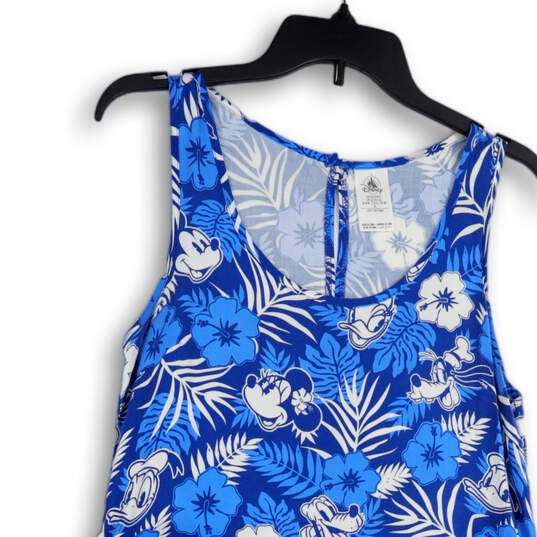 Womens Blue White Floral Sleeveless Key Hole Fit And Flare Dress Size XS image number 3