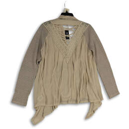 NWT Womens Beige Long Sleeve Open Front Cardigan Sweater Size Large alternative image