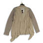 NWT Womens Beige Long Sleeve Open Front Cardigan Sweater Size Large image number 2