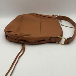 Womens Brown Leather Zipper Side Pockets Single Handle Hobo Bag Purse alternative image