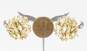 Vintage Crown Trifari Icy Rhinestone & Gold Tone Botanical Clip-On Earrings 10.7g image number 4