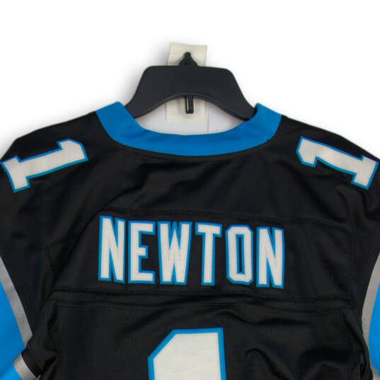 Mens Black Blue Carolina Panthers Cam Newton #1 NFL Football Jersey Size S image number 4