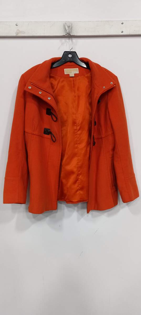 Michael Kors Women's Orange Full Zip Hooded  Overcoat Size 14 image number 1