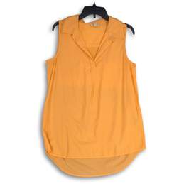 NWT Style & Co Womens Orange Sleeveless Collared Popover Blouse Top Size M