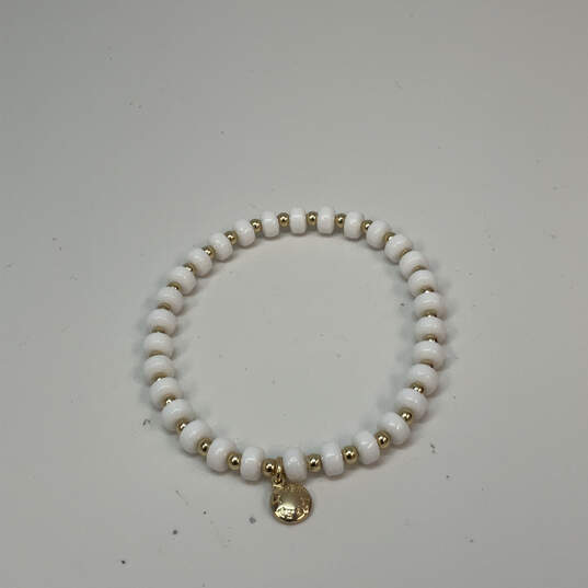 Designer J. Crew Gold-Tone White Round Shape Fashionable Beaded Bracelet image number 3