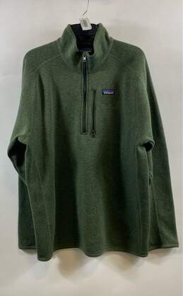 Patagonia Mens Green Long Sleeve 1/4 Zip Work Wear Pullover Sweater Size XL