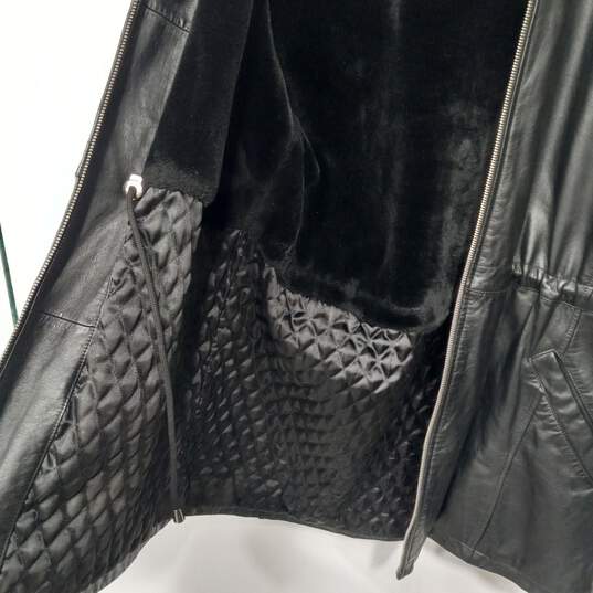 Wilson's Black Leather Long Hooded Coat/Jacket Sie XL image number 3