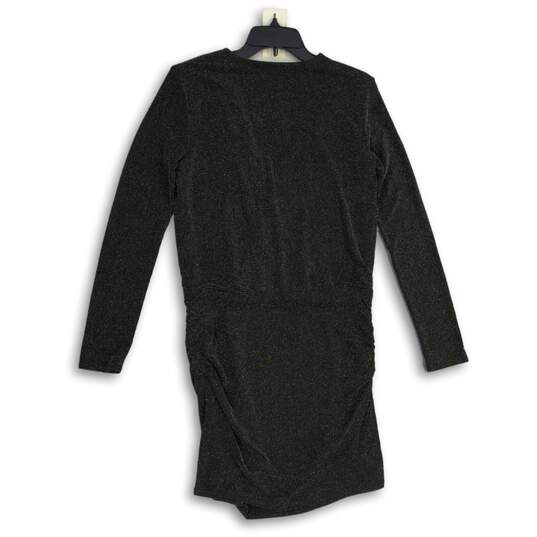NWT White House Black Market Womens Black Long Sleeve Pullover Mini Dress Size 8 image number 2