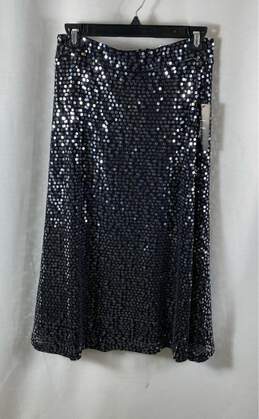 NWT Lulus Womens Black Sequin Embellished Cocktail Midi Flare Skirt Size Small