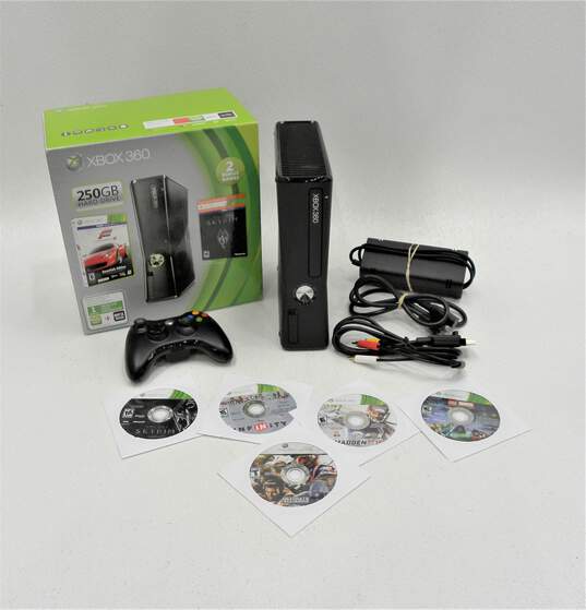 Microsoft Xbox 360 Slim E 250GB Bundle | Console, Controller, Cords, 5  Games!