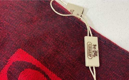 COACH Signature Red Black Cashmere Silk Long Wrap Scarf image number 3