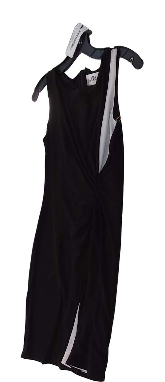 Womens Black White Round Neck Sleeveless Casual Tank Dress Size 6 image number 2