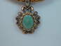 925 Copper, Brass & Leather Carolyn Pollack Green Turquoise Enhancer Pendant Necklace image number 3