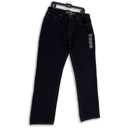 NWT Mens Blue Denim Dark Wash Pockets Straight Leg Jeans Size 35/34 image number 1