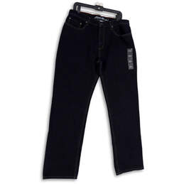 NWT Mens Blue Denim Dark Wash Pockets Straight Leg Jeans Size 35/34