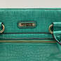 Womens Turquoise Leather Inner Pocket Double Handle Zipper Hand Bag image number 1