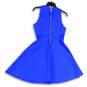 Womens Blue Round Neck Sleeveless Back Zip Fit & Flare Dress Size 6 image number 2