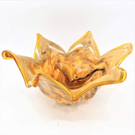 Murano Art Glass Large Amber Bowl Dish Home Decor image number 3