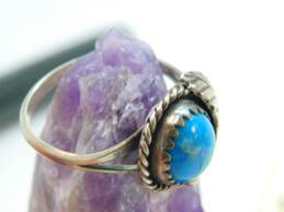 Artisan 925 Southwestern Turquoise Cabochon & Feather Ring