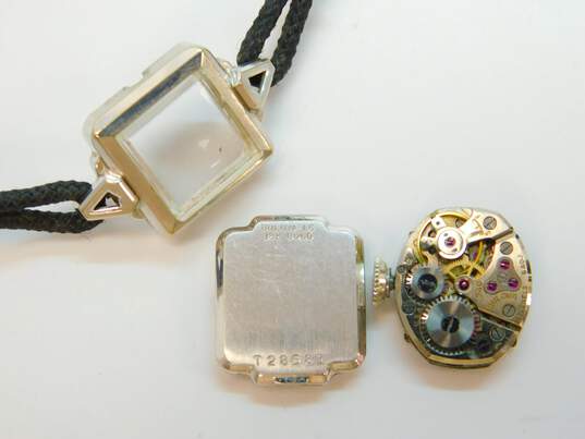 Ladies VTG Bulova 18K White Gold Case 23 Jewels Black Corded Wrist Watch 9.6g image number 3